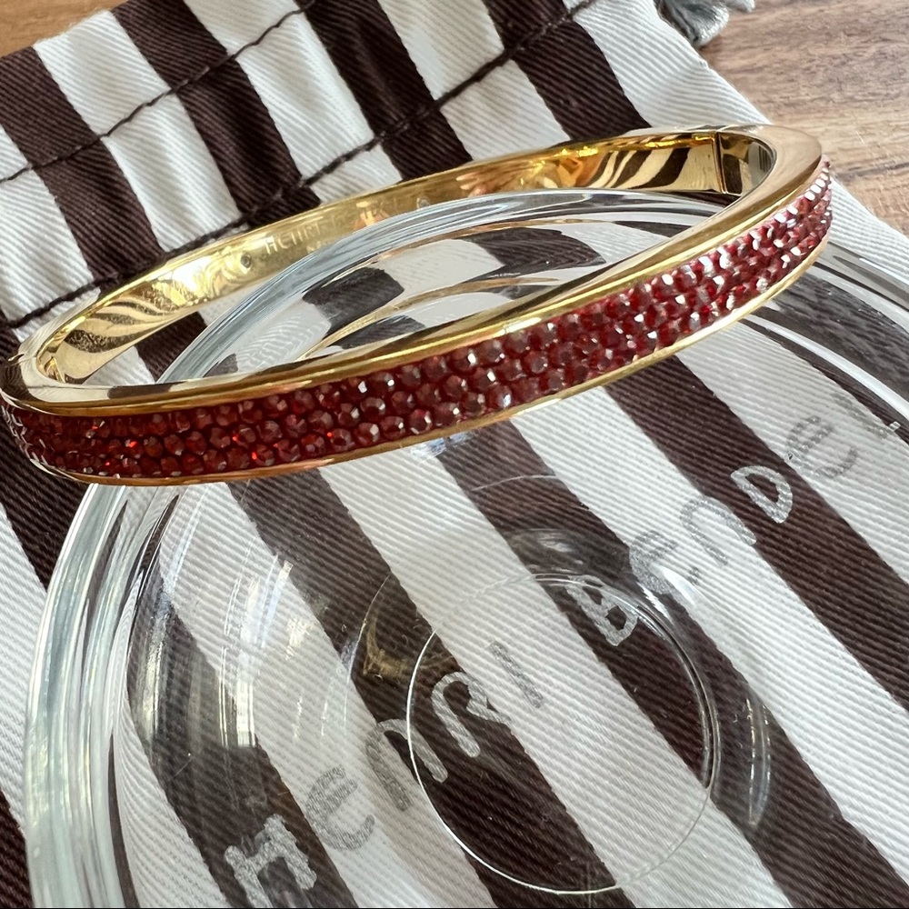 RARE COLLECTABLE GOLD RED CRYSTAL HENRI BENDEL BANGLE BRACELET NWT